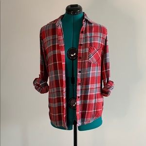 Plaid Shirt with Heart Back